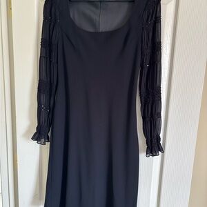 Vintage Classic Jones New York Black Sheath Dress with Bishop Sleeves